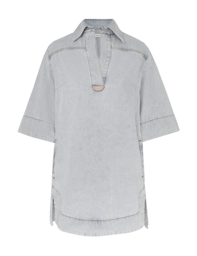 Shop Zimmermann August Denim Tunic Dress In Storm Blue