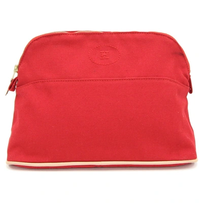 Shop Hermes Bolide Cotton Clutch Bag () In Red