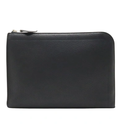 Shop Hermes Pochette Leather Clutch Bag () In Black