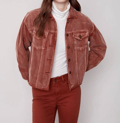 Charlie B Washed-out Corduroy Jacket In Cinnamon In Brown