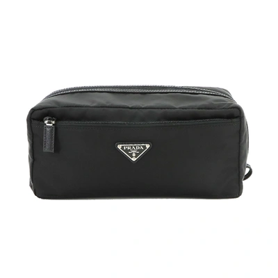 Shop Prada Saffiano Synthetic Clutch Bag () In Black