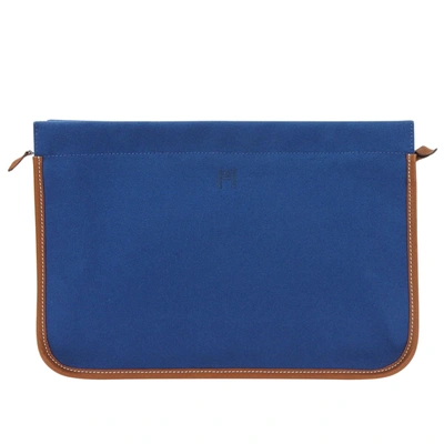 Shop Hermes Canvas Clutch Bag () In Blue