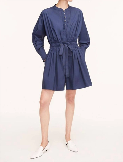 Shop Rebecca Taylor Poplin Long Sleeve Romper In Royal Blue