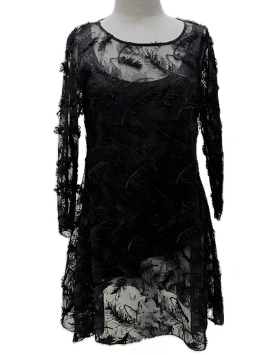 Staples Fluffy Feather Mini Dress In Black In Black