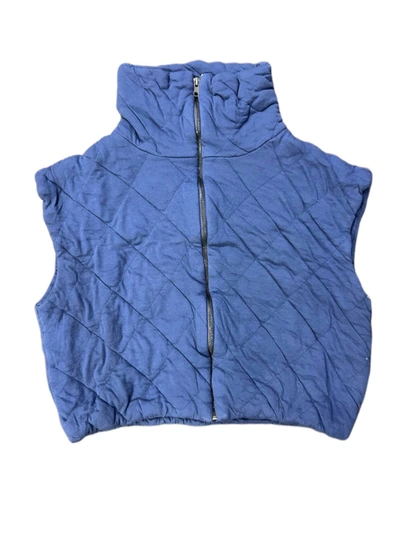 Shop Stateside Quilted Cropped Zip Vest In Blue