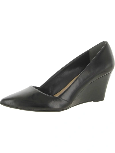 Shop Franco Sarto Frankie Womens Leather Slip On Wedge Heels In Black