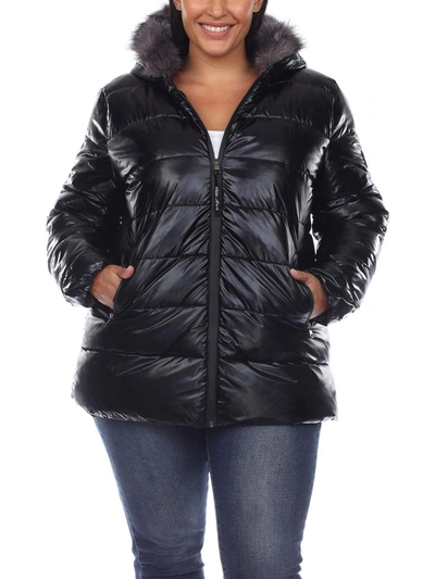 Shop White Mark Plus Womens Faux Fur Cold Weather Puffer Jacket In Black