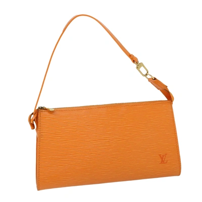 Pre-owned Louis Vuitton Pochette Accessoire Leather Clutch Bag () In Orange