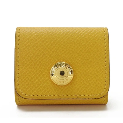 Shop Hermes Leather Clutch Bag () In Yellow