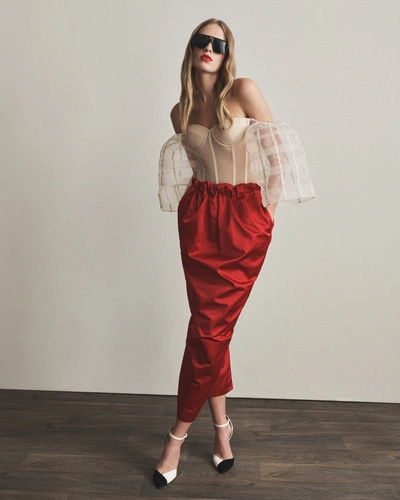 Shop Hellessy Women's Emma Bustier Combo Dress In Nude/red