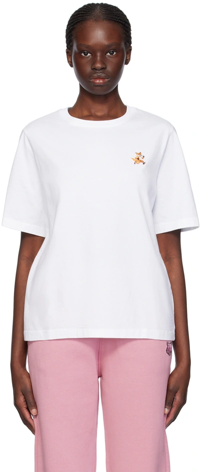 Shop Maison Kitsuné White Speedy Fox T-shirt In P100 White