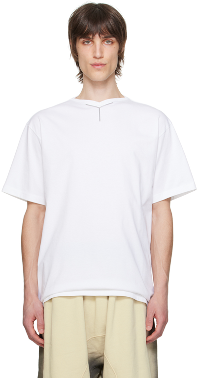 Shop Y/project White V-neck T-shirt In Optic White