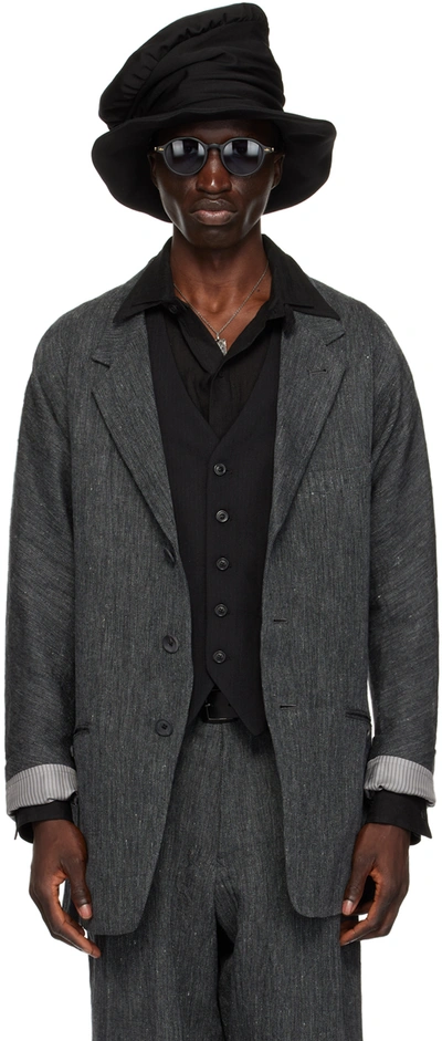 Shop Yohji Yamamoto Gray Raglan Blazer In 1 Grey