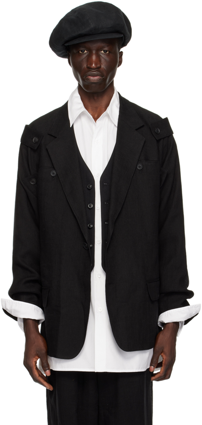 Shop Yohji Yamamoto Black Epaulets Blazer In 1 Black