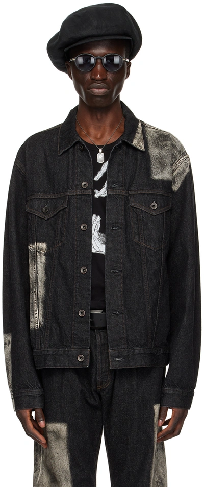 Shop Yohji Yamamoto Black Faded Denim Jacket In 1 Black
