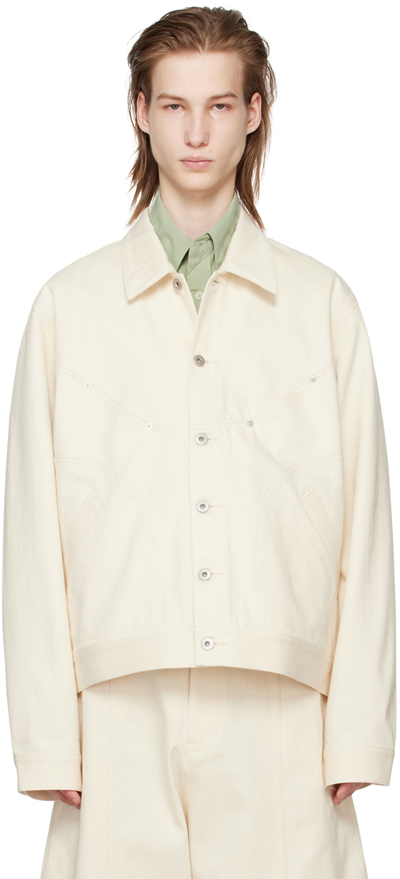 Shop Sage Nation Off-white Jiji Denim Jacket In Natural Ecru