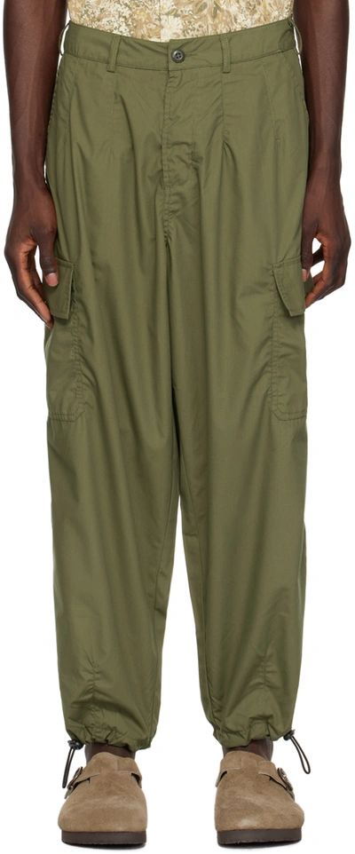 Shop Universal Works Khaki Loose Cargo Pants In Olive