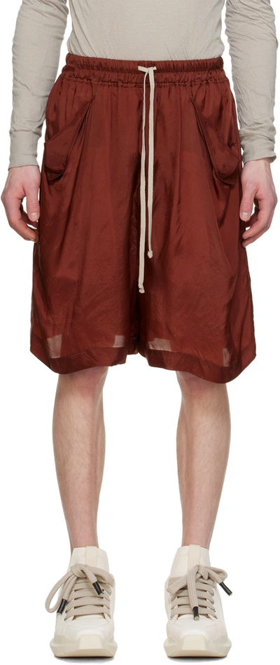 Shop Rick Owens Burgundy Lido Shorts In 73 Henna