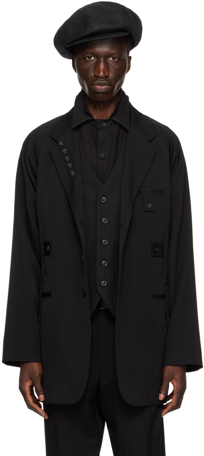 Shop Yohji Yamamoto Black 5-pocket Blazer In 2 Black