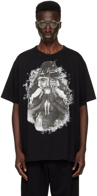 Shop Yohji Yamamoto Black Print T-shirt In 1 Black