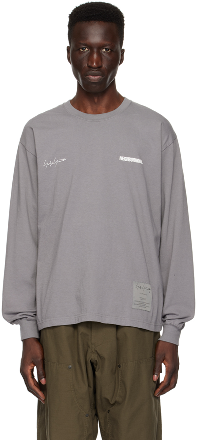 Shop Yohji Yamamoto Gray Neighborhood Edition Long Sleeve T-shirt In 1 Grey
