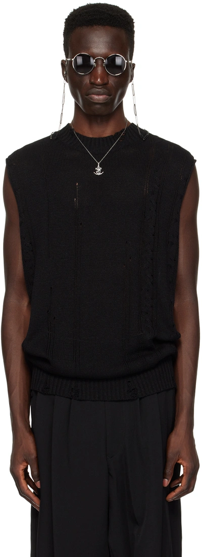 Shop Yohji Yamamoto Black Distressed Vest In 2 Black