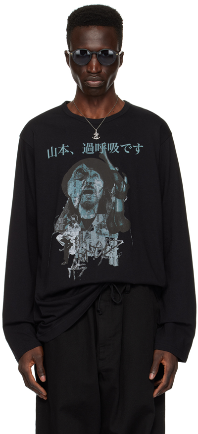 Shop Yohji Yamamoto Black Print Long Sleeve T-shirt In 1 Black