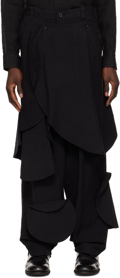 Shop Yohji Yamamoto Black Paneled Cargo Pants In 1 Black
