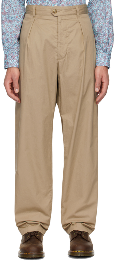 Shop Engineered Garments Khaki Carlyle Trousers In Pb001 Khaki High Cou