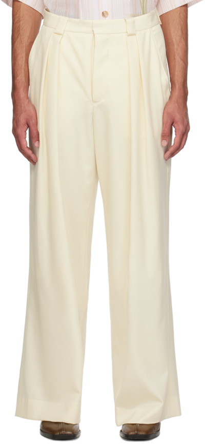 Shop King & Tuckfield Off-white Wide-leg Trousers In Vanilla