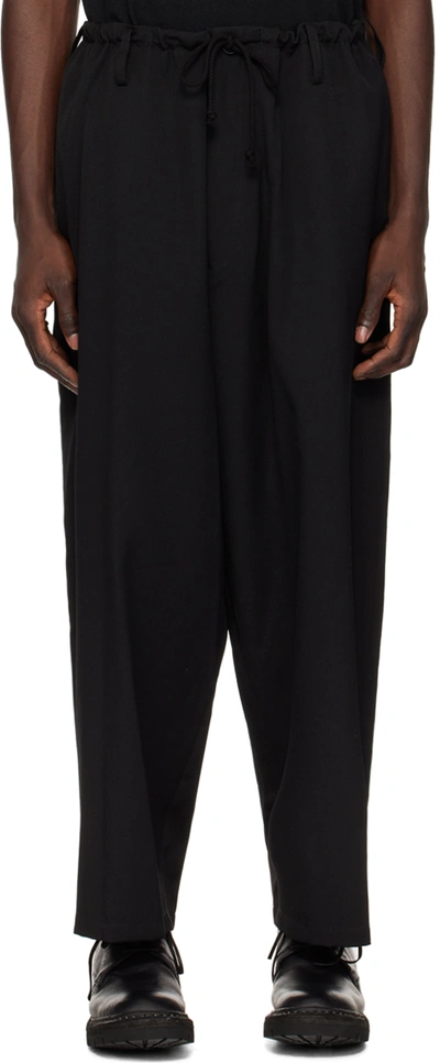Shop Yohji Yamamoto Black Drawstring Trousers In 2 Black