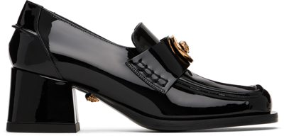 Shop Versace Black Alia Patent Loafer Heels In 1b00v-black-gold