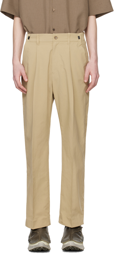 Shop Meanswhile Beige Side Zip Trousers