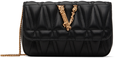 Shop Versace Black Virtus Mini Shoulder Bag In Dnmov-black+multicol