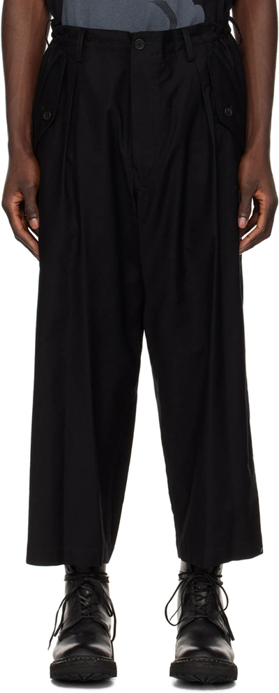 Shop Yohji Yamamoto Black Tuck Trousers In 1 Black