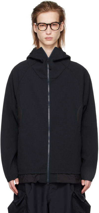 Shop Meanswhile Navy Funnel Neck Hoodie