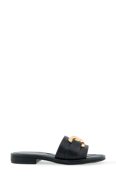 Aerosoles Big Charm Slide Sandal In Black Pu