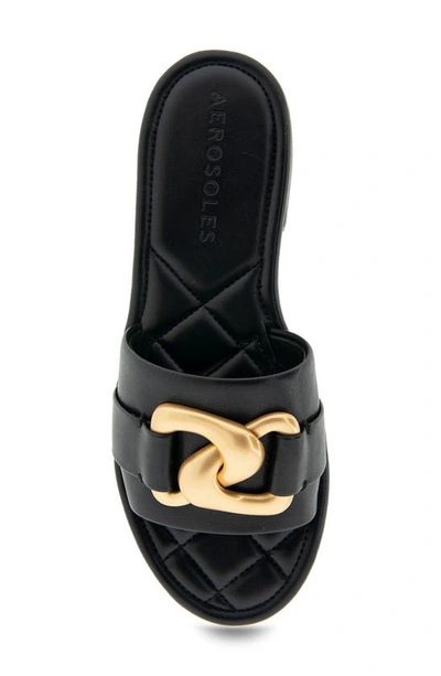 Aerosoles Big Charm Slide Sandal In Black Pu