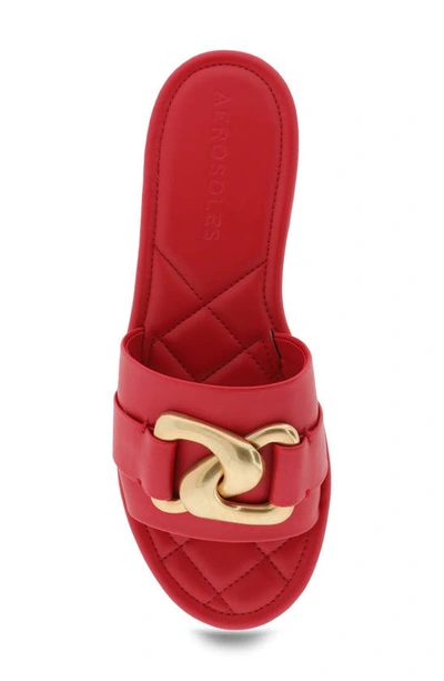 Aerosoles Big Charm Slide Sandal In Racing Red Pu Leather