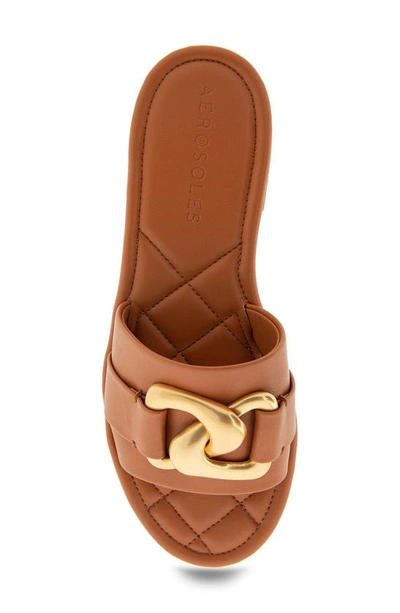 Aerosoles Big Charm Slide Sandal In Tan Pu Leather