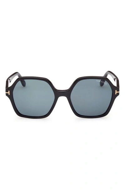 Tom Ford Romy 56mm Polarized Geometric Sunglasses In Black