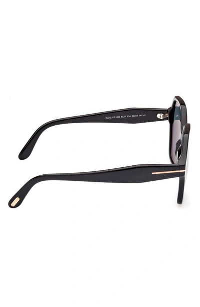 Tom Ford Romy 56mm Polarized Geometric Sunglasses In Black