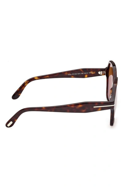 Tom Ford Romy 56mm Polarized Geometric Sunglasses In Shiny Dark Havana / Brown