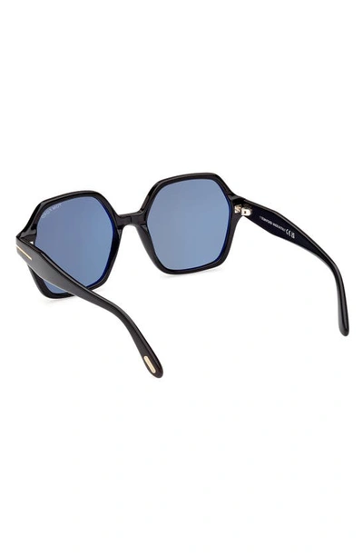 Tom Ford Romy 56mm Polarized Geometric Sunglasses In Black
