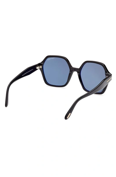 Tom Ford Romy 56mm Polarized Geometric Sunglasses In Black