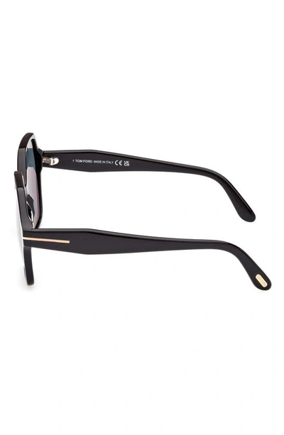 Tom Ford Romy 56mm Polarized Geometric Sunglasses In Black