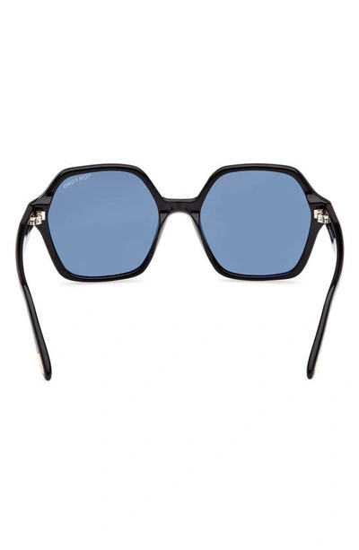 Tom Ford Romy 56mm Polarized Geometric Sunglasses In Black