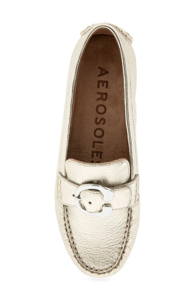 Shop Aerosoles Case Buckle Flat In Soft Gold Leather