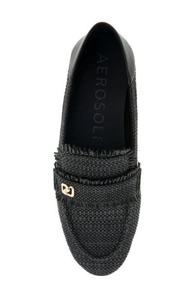 Aerosoles Bay Womens Casual Loafers In Black Raffia