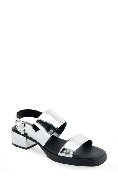 Shop Aerosoles Dove Platform Sandal In Silver Mirror Metallic